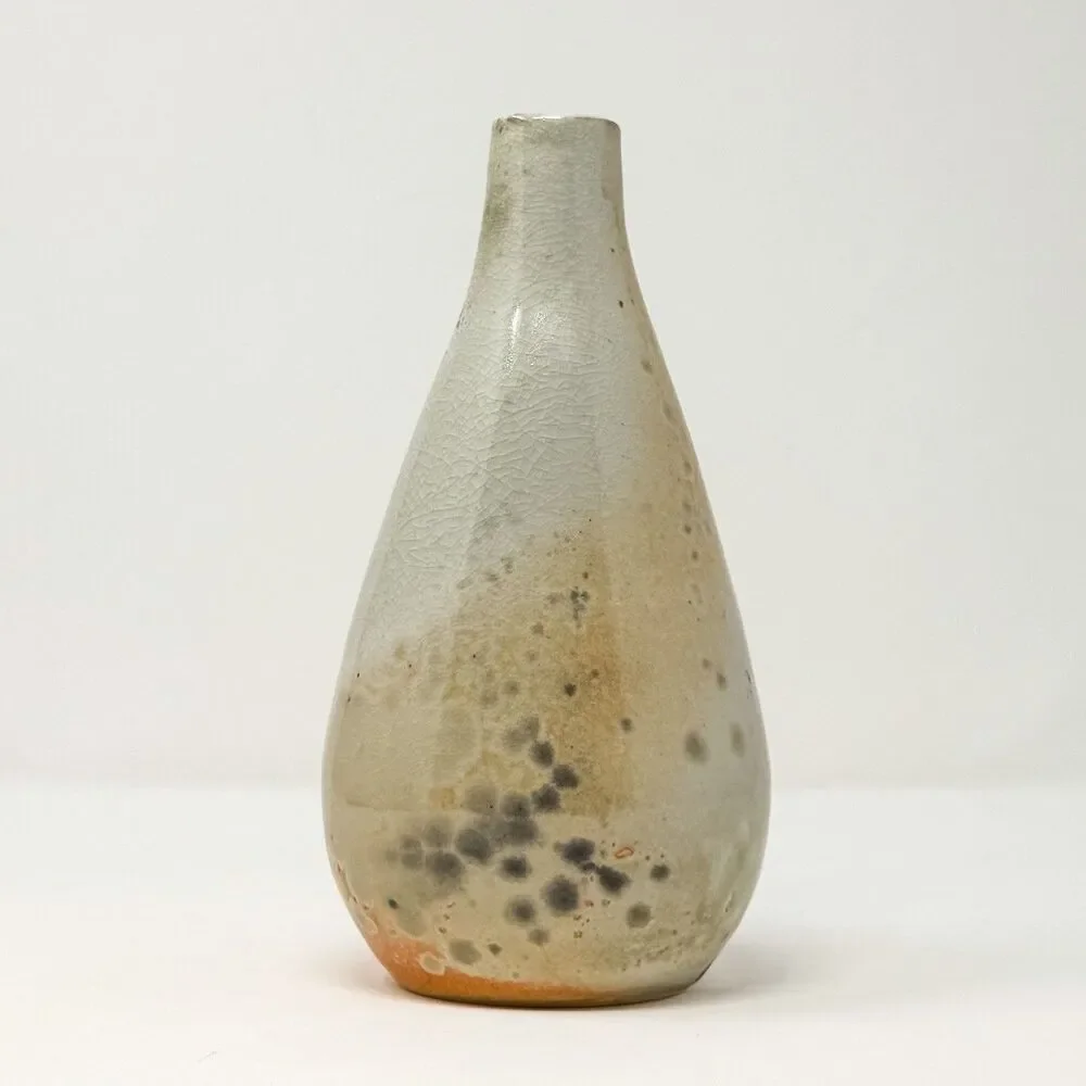 Vintage Signed Studio Pottery Speckled Bud Vase Organic Modern Ceramic